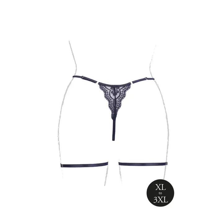 Marie - Pitsist stringid sukahoidjate, reguleeritavate rihmakeste ja kuldsete detailidega – Plus size Photo