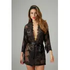 Christine Graceful – lace kimono robe with belt & thong – black – L/XL — Photo 1