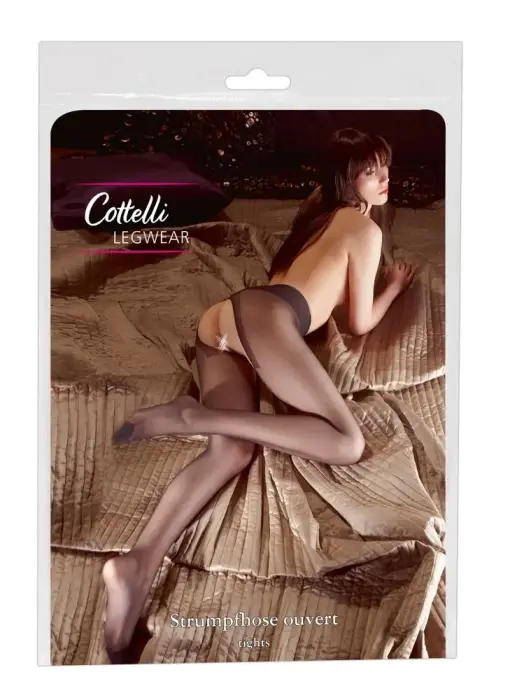 Cottelli Legwear zeķubikses ar atvērtu starpkāju – melnas – XL