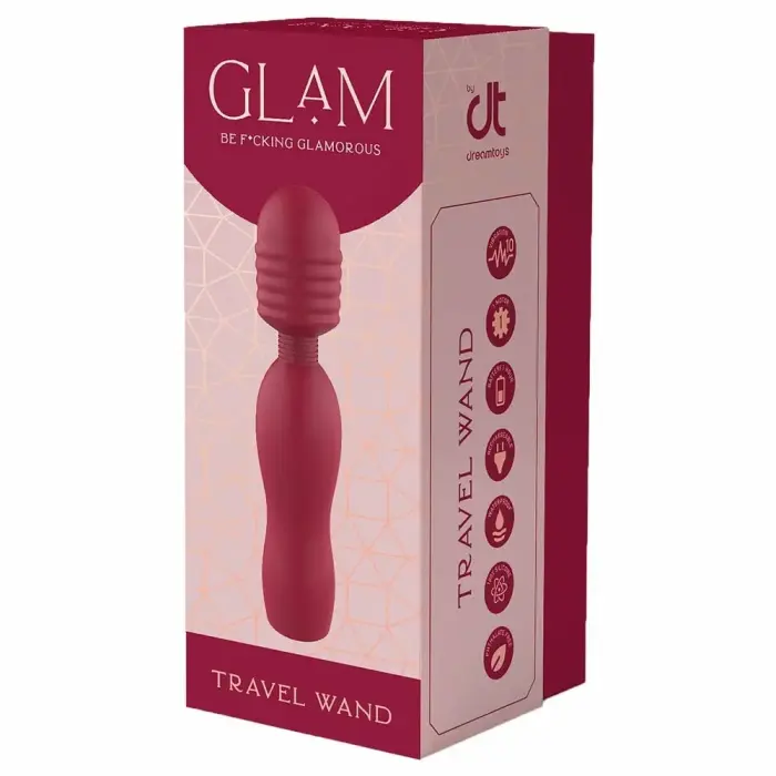 GLAM Travel Wand – компактный перезаряжаемый массажёр-вибратор (wand) – розовый – 14,5 см
