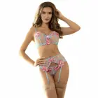 Subblime 954116 Blue Lingerie Set with Garter Belt & Floral Pattern – L/XL — Photo 3