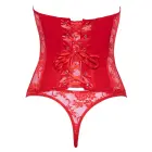 Cottelli LINGERIE korsetes komplekts ar atvērtām krūšu daļām – sarkans – L — Foto 6