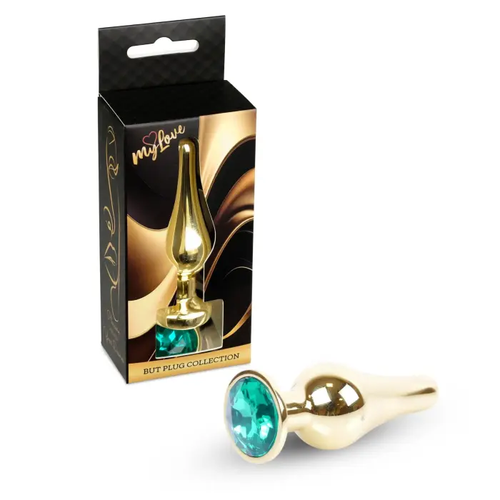 MyLove Toys Jewellery Gold анальная пробка – 9.5 cm – Зеленая