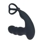 Dual Vibrating Remote Rotating Head Silicone Prostate Stimulator with Cock and Ball Ring – 14 cm – Black — Photo 5