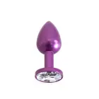 Alumīnija anālais spraudnis ar caurspīdīgu dārgakmeni – 7 cm (2.8″) – Violets — Foto 2
