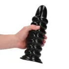 Spiral Force tekstūruotas analinis kištukas su siurbtuku – 23.5 cm (9.2″) – Juodas — Nuotrauka 6