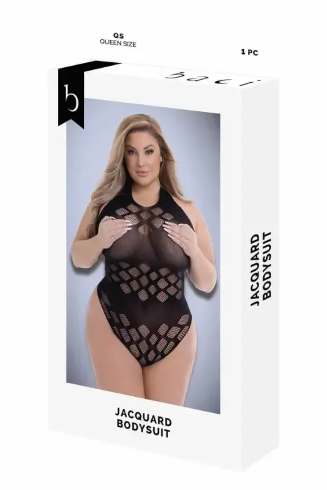 Baci Jacquard Bodysuit – Black – Queen Size