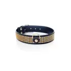 Fetish B-Series ошейник из искусственной кожи с кристаллами – золотой — Фото 1