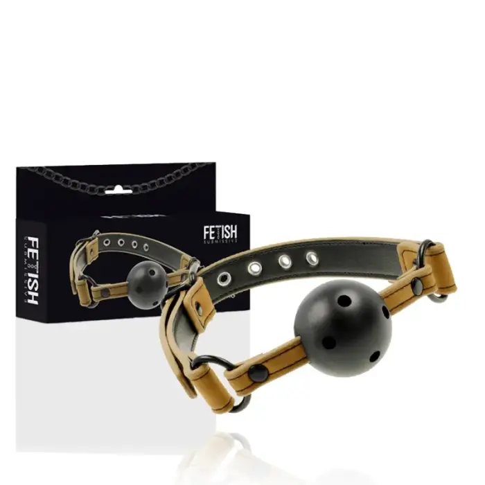 Fetish Submissive Origin Breathable Gag – Vegan Leather – Black