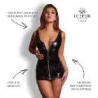Vixen - Wet Look PVC Mini Dress with Zip - One Size - Black — Foto 4