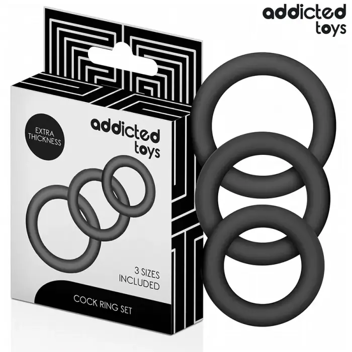 Addicted Toys silikoonist tugirõngaste komplekt Model 1 – 3 suurust – must