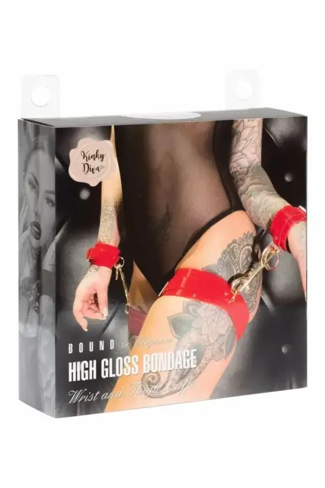 Kinky Diva глянцевые фиксаторы для запястий и бёдер – красные, регулируемые