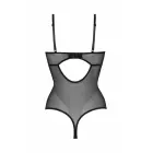 Christine Vesper Wetlook Bodysuit with Lace Accents – Black – S/M — Photo 5
