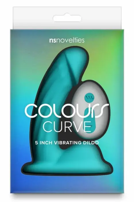 COLOURS Curve – curved rechargeable silicone vibrator with remote – teal – 12.7 cm