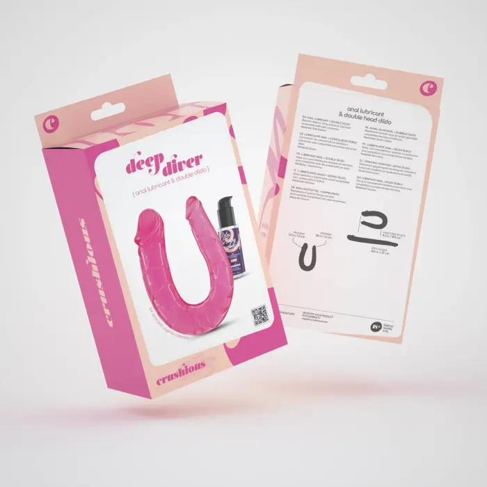 Crushious Deep Diver dubultais dildo ar anālo lubrikantu – 20 cm (8″) – Rozā Foto 8
