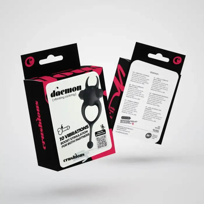 Crushious Daemon vibrating cock ring with devil tail – black
