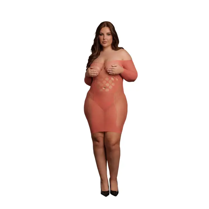 Garām piedurknēm tīkliņa mini kleita – Queen Size Foto 20