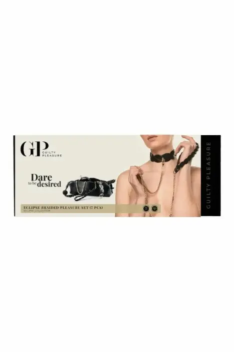 Guilty Pleasure Eclipse Braided 7-Piece Bondage Set – vegan leather, gold accents