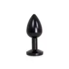 Melns metāla anālais spraudnis ar caurspīdīgu dārgakmeni – 7 cm (2.8″) — Foto 3