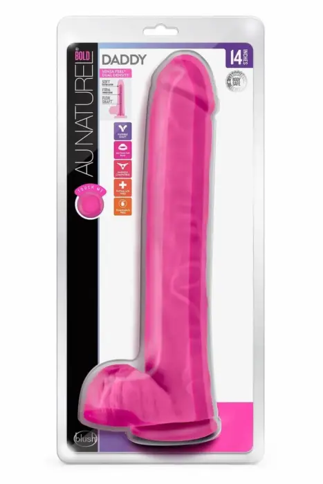 Blush Au Naturel Bold Daddy divslāņu dildo ar piesūcēju – 35,6 cm, rozā