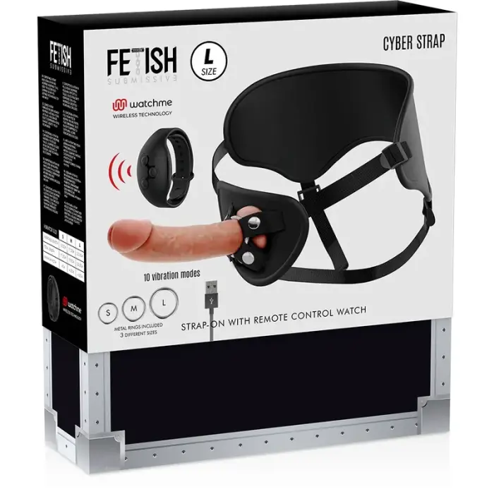 Fetish Submissive Cyberstrap – комплект шлейфа с дистанционным управлением WATCHME – жидкий силикон – размер L