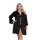LAURA Black Satin Robe with Decorative Elastic Sleeves – XXL+ Photo