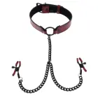 Sportsheets Saffron Adjustable Collar with Chain and Clamps – Red/Black — Photo 1