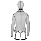 Bad Kitty Black Net Basque Set with Mask, Choker, and Flogger – S Photo