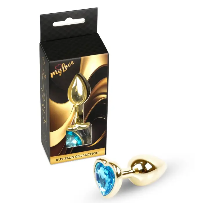 MyLove Toys Jewellery Gold sirds formas anālais spraudnis – 7 cm – Zils