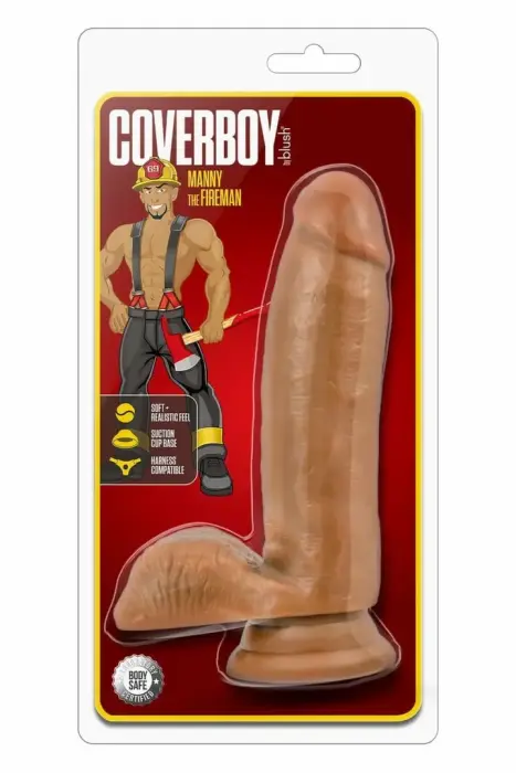 COVERBOY Manny the Fireman – anatominis PVC dildo su siurbtuku – kūno spalvos – 17,7 cm