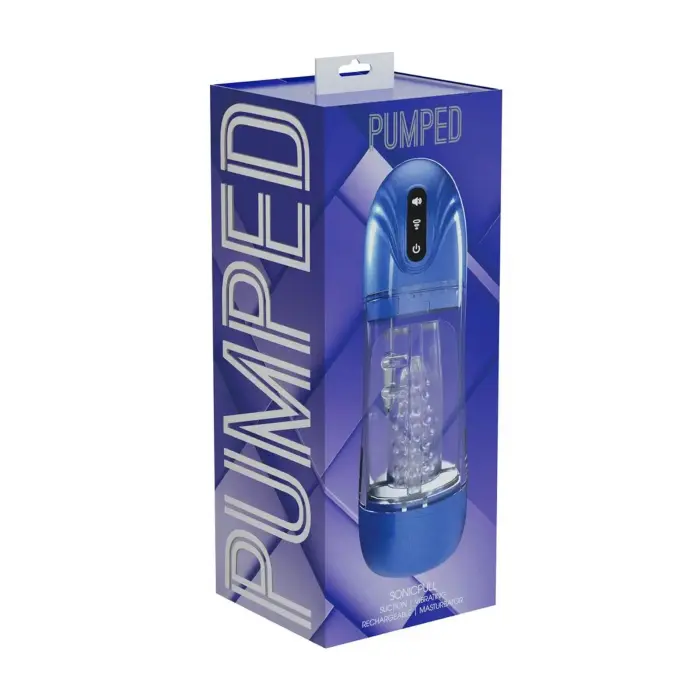 SonicPull - Siurbimo ir vibracijos masturbatoriaus siurblys – Daugialypės terpės patobulinimas – Mėlyna metalikė Photo
