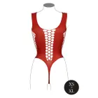 Bodijs ar dziļu V-izgriezumu un necaurspīdīgiem dekoriem – sarkans – One Size Foto 12