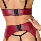 Cottelli LINGERIE Set Bra, Suspender Belt & String – Dark Red/Black – XL — Photo 6