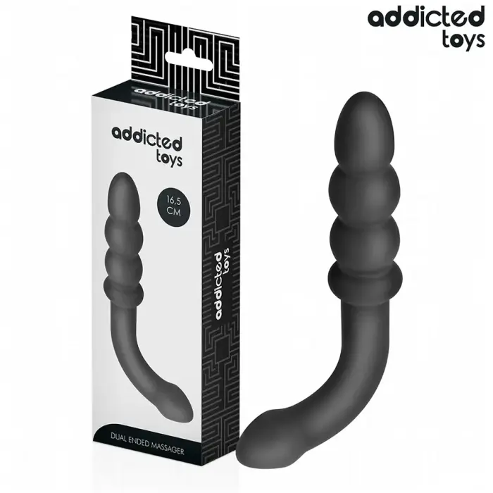 Addicted Toys dvipusis silikoninis masažuoklis – 16.5 cm (6.5″) – Juodas