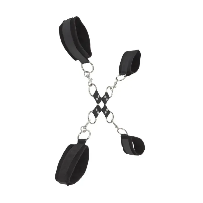 Ouch! Fur-Lined Adjustable Hand and Leg Cuffs – Black