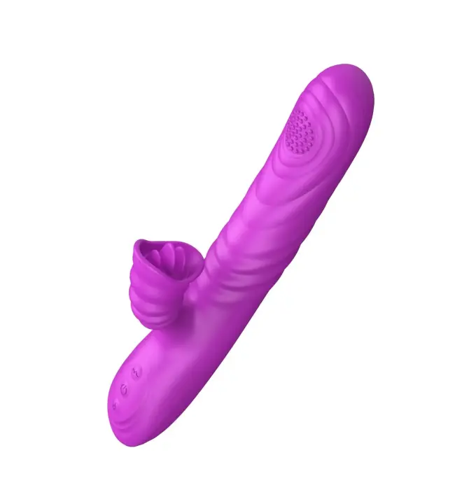 Angelia vibrators ar kustību, rotējošu vārpstu un mēles stimulatoru – 20 cm (7.87″) – violets Foto 7