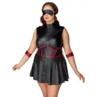 Cottelli BONDAGE PLUS бондажное платье с наручниками и маской – красные полоски – XL — Фото 2