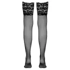 Cottelli Collection Wide Lace Hold-Up Stockings Black 3 – Elegant Microfiber — Photo 5