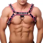 Red Leather Premium Harness L/XL Adjustable Black & Pink Straps — Photo 1