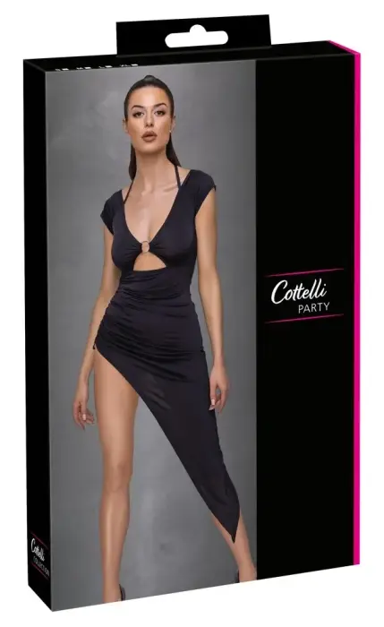 Асимметричное платье с оборками Cottelli PARTY – чёрное – S