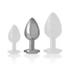 INTENSE Aluminum Metal Plug M – White Heart Crystal – 8 cm – Silver — Photo 5