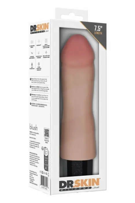 DR. SKIN Silicone Dr. Avery Vibrator – гибкий вибрирующий дилдо – чёрный – 7,5 дюйма – 10 режимов