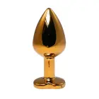 Gold širdies formos analinis kištukas su raudonu kristalu – 7 cm — Nuotrauka 2