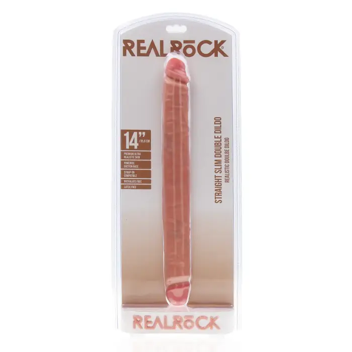 RealRock Slim Double-Ended Dildo – 35.6 cm (14″) – Skin