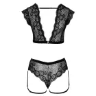 Cottelli Lingerie Lace Set with Decorative Ring & Adjustable Straps – Black – XL — Photo 6