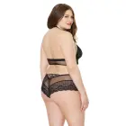 Сетчатый топ с бретелями на шее и короткие шорты – чёрный – One size — Фото 4