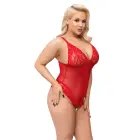 Cottelli Curves Body Red 2XL – Sheer Powernet, Adjustable Straps — Photo 3