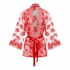 Christine Graceful – кимоно-пеньюар из кружева с поясом и стрингами – красный – S/M — Фото 4