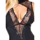 Cottelli LINGERIE Riobody wet look bodijs ar zeķturiem – melns – L — Photo 5