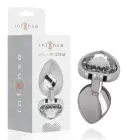 INTENSE Aluminum Metal Plug M – White Heart Crystal – 8 cm – Silver — Photo 1